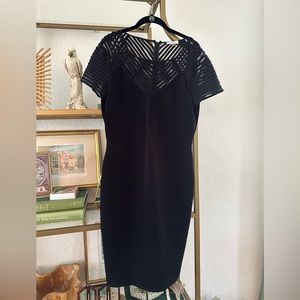 Black Illusion Short Sleeve Sheath Dress